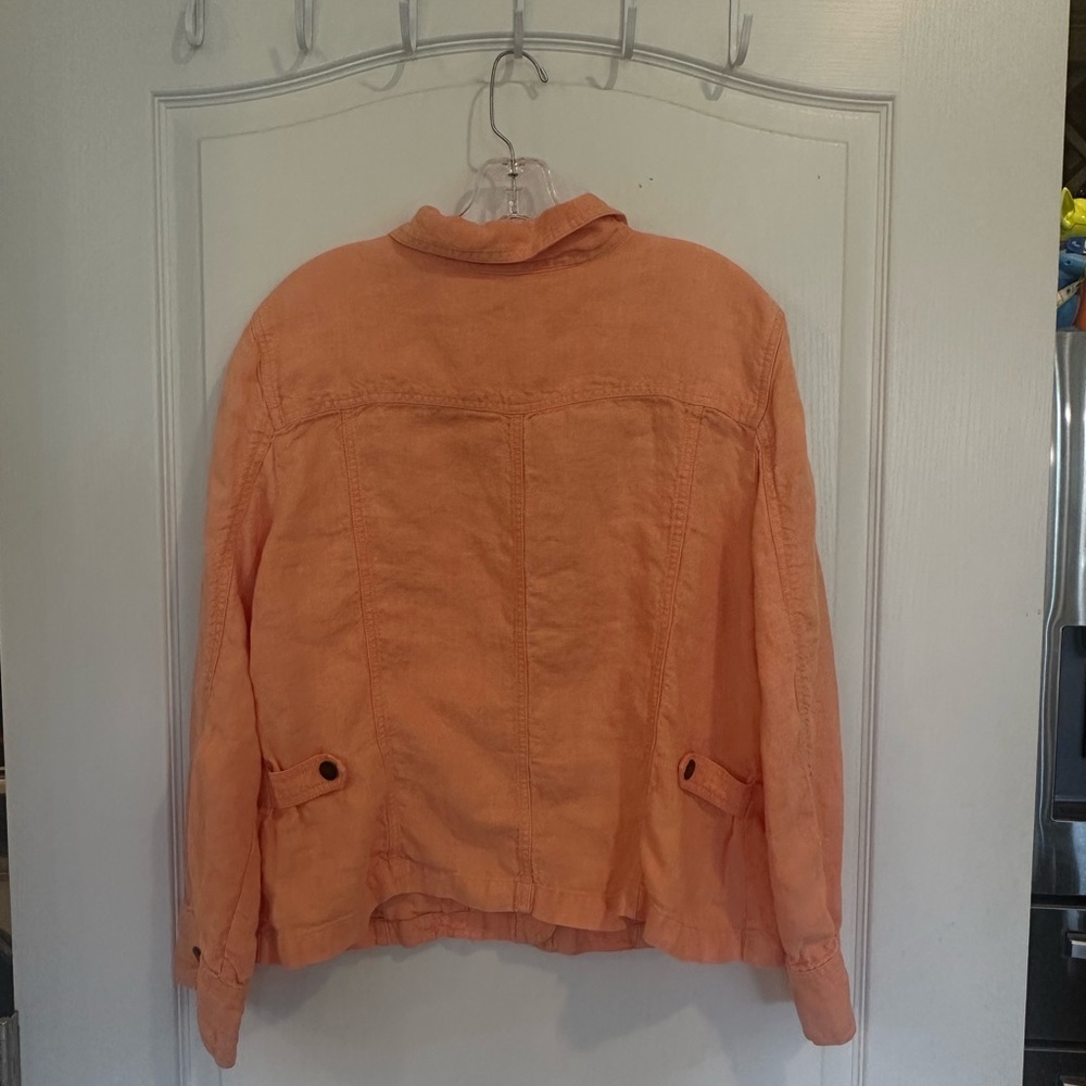 J. Jill 100% Linen Orange Casual (Jean Style) Jacket Women's XL - Picture 5 of 6
